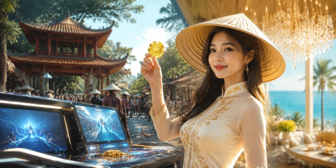 Game thủ esports tại Hà Nội đội nón lá theo dõi trận đấu và khám phá trò chơi online